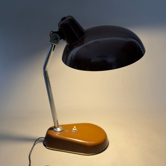 Vintage Adjustable Brown Metal Desk Table Lamp attributed to Seminara, 1960s For Sale - Image 6 of 11