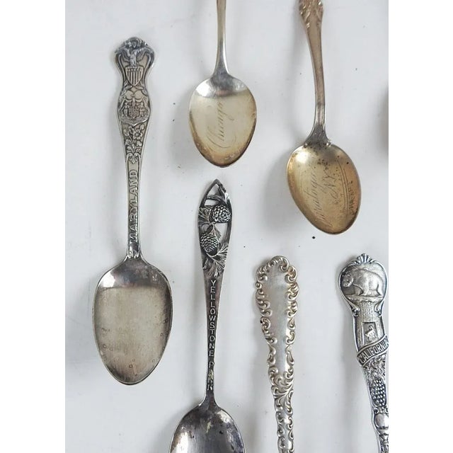 Shabby Chic Antique Mismatched Novelty Sterling Silver Teaspoons - Set of 9 For Sale - Image 3 of 13