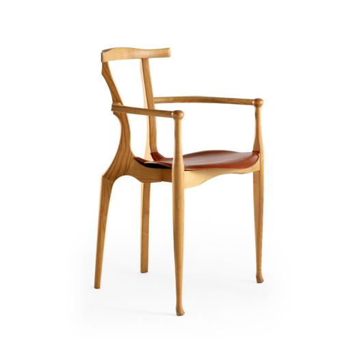 Mid-Century Modern Leather and Wood Gaulino Chair by Oscar Tusquets, 2018 For Sale - Image 3 of 9