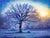 Icy Morning Light by Christopher Clark | Oil on canvas Winter landscape with a frosted tree. For Sale