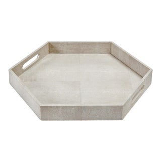Regina Andrew Shagreen Hex Tray in Ivory Grey For Sale