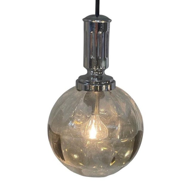 Metal Vintage Cascade Hanging Pendant in Smoked Glass, 1960s For Sale - Image 7 of 11