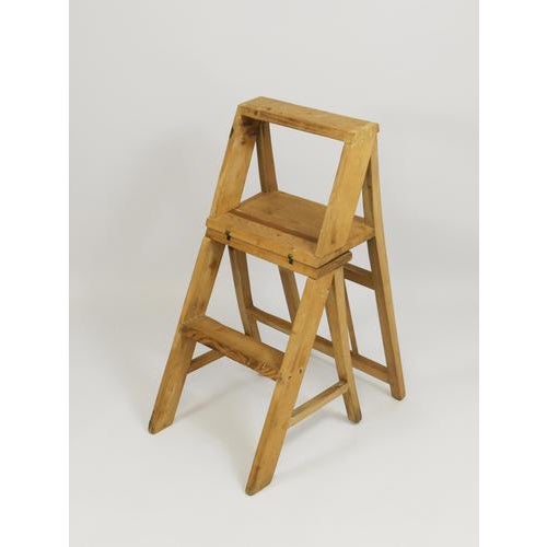 1900 - 1909 Arts & Crafts Metamorphic Library Steps Folding Ladder Chair, Vienna, 1900s For Sale - Image 5 of 18