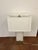 Stylish Revelation Wrapped in Light Lamp. Quartz body, gold metal frame, rectangular white shade. There's a light inside...