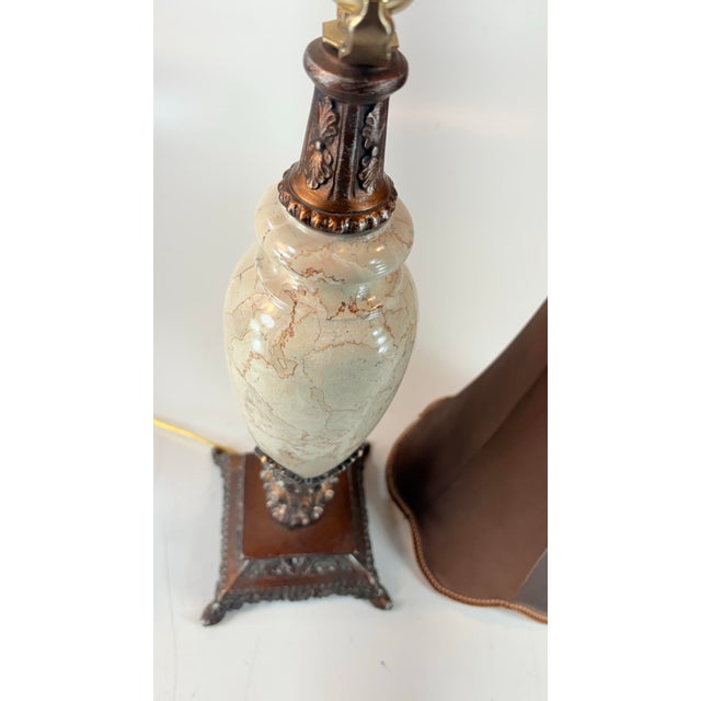 Metal Vintage Lamp Marble & Bronzed Metal, Baroque, Neoclassical, Victorian Style For Sale - Image 7 of 12