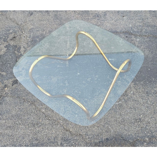 1980s 1980s Vintage Articulating Tubular Brass & Glass Coffee Table For Sale - Image 5 of 10