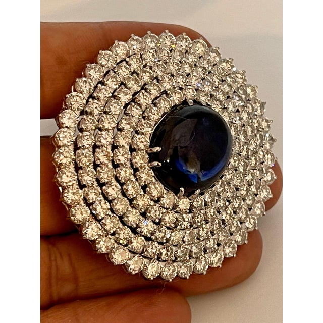 GIA Certified 18.41 Ct Sapphire & 21 Ct Diamond VVS/E-F Color Pin Set 18 KWG For Sale In New York - Image 6 of 18
