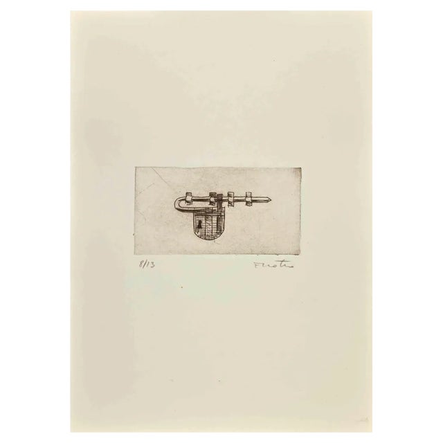 Enotrio Pugliese, Latch, Etching, 1963 For Sale