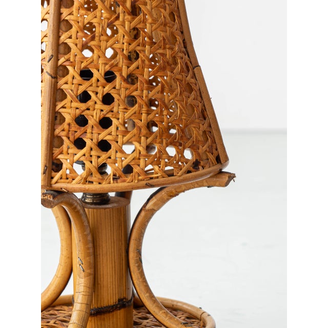 French Riviera Bamboo Rattan Table Lamps, 1960s, Set of 2 For Sale - Image 9 of 14