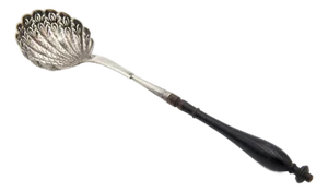 Silver Sprinkling Spoon with Cutouts on the Shell