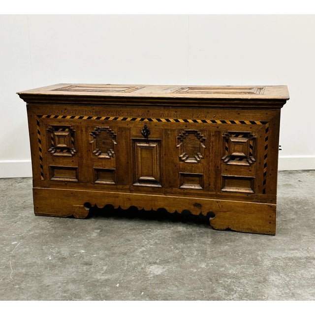 Antique German Baroque Travel Trunk, 1737 For Sale - Image 16 of 16