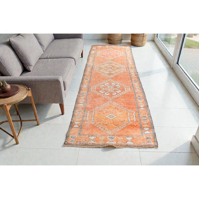 Turkish Mid 20th Century Medallion Oushak Runner Rug For Sale - Image 3 of 10