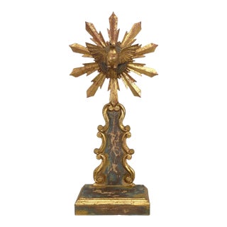 Vintage Impressive European Carved Wood Bird Sculpture on Finial 20" H For Sale