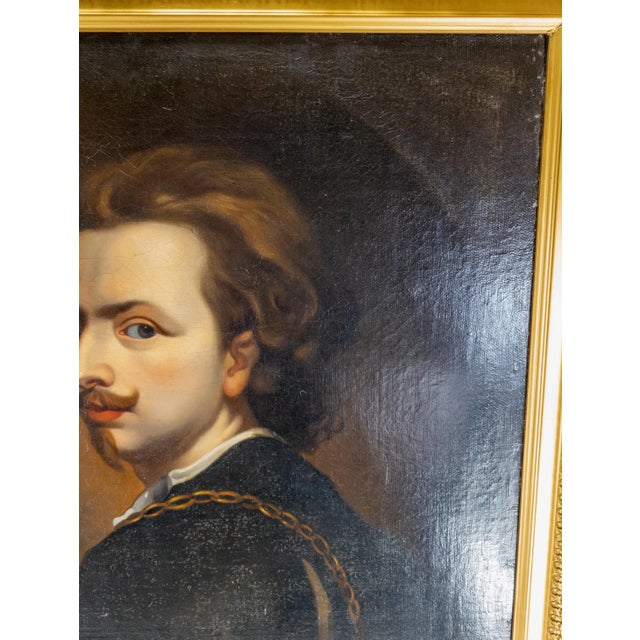 18th Century 18th Century Old Master Portrait Painting After Anthony Van Dyck's Self-Portrait For Sale - Image 5 of 13
