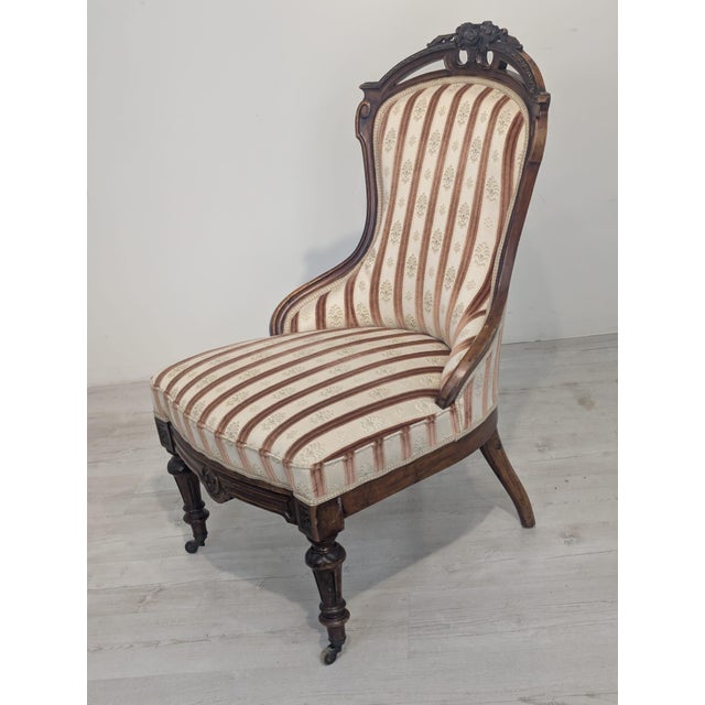 Vintage Chair in Carved Wood on Wheels, 1955 For Sale - Image 13 of 16