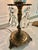 Pair of Vintage Brass Accent Lamps With Chandelier Crystal Prisms & Etched Glass Shades For Sale In Charleston - Image 6 of 12