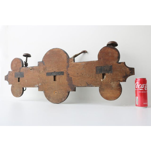Victorian Oak Wall Coat Rack with Cast Iron, 1890s For Sale - Image 15 of 16