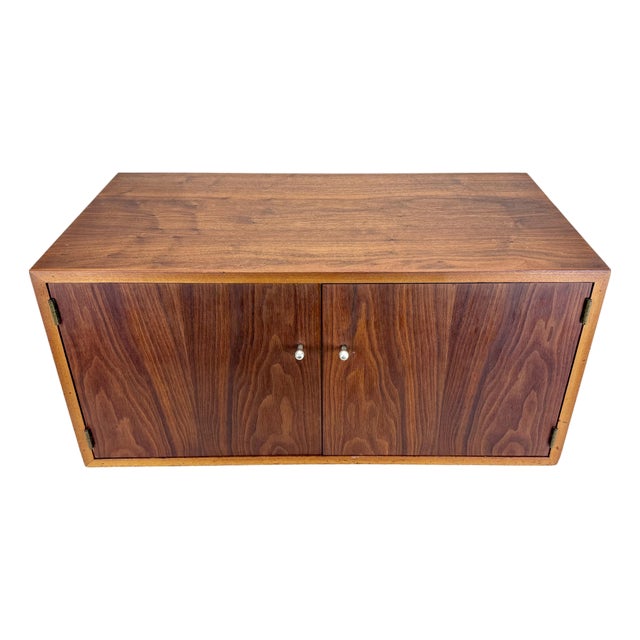 Mid Century Danish Modern Style Walnut Vinyl Record / Media Storage Cabinet Restored For Sale