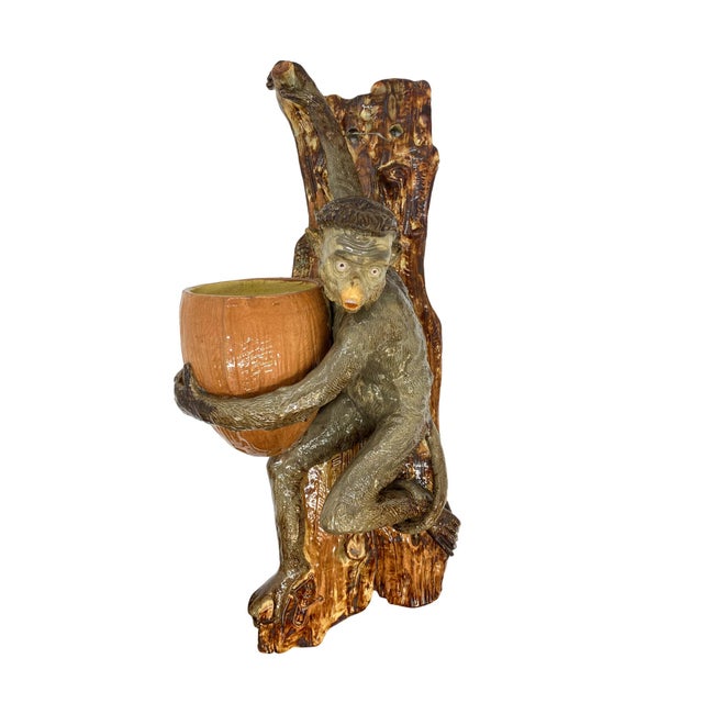 Monumental Majolica Monkey Wall Pocket by Wayte & Ridge, English, Ca. 1880 For Sale - Image 9 of 9