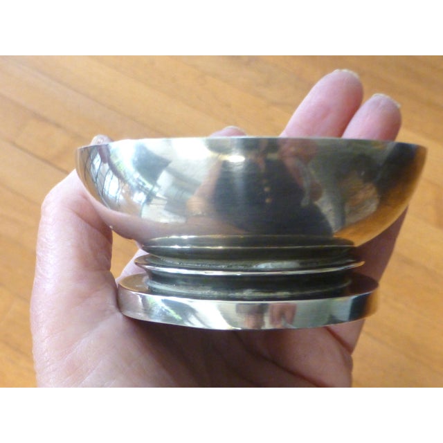 Georg Jensen 1930 Georg Jensen Pyramid Sterling Silver on Cup Tea Strainer Teaball & Sterling Rest Harold Nielsen For Sale - Image 4 of 7