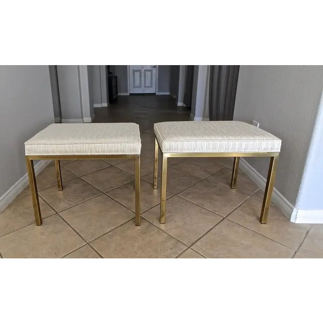 1980s Mastercraft Brass Rectangular Benches - a Pair For Sale - Image 5 of 13