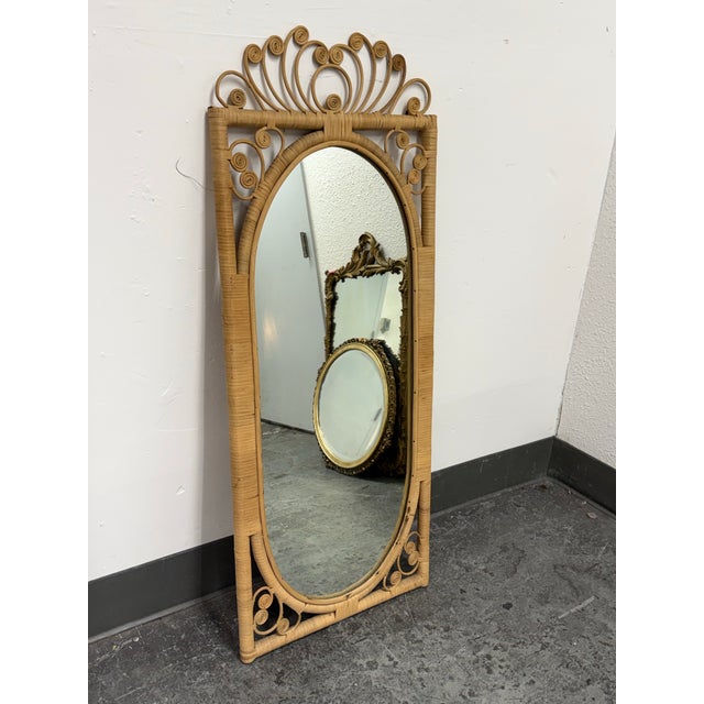 Traditional Scrollwork Rattan Wall Mirror, Vintage For Sale - Image 3 of 12