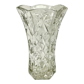 Mid Century Vintage Boho Chic Hollywood Regency Cut Glass Vase. For Sale
