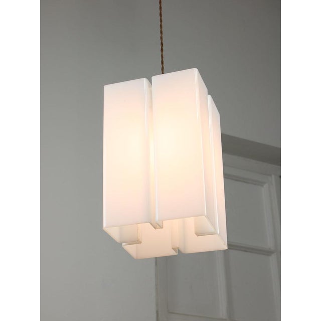 Vintage Italian Acrylic Glass Tower Pendant Lamp For Sale - Image 9 of 16