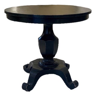 Vintage Painted Pedestal Table, Round Center Table With Sculptural Base For Sale