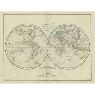 World Map in Two Hemispheres, 1802 For Sale
