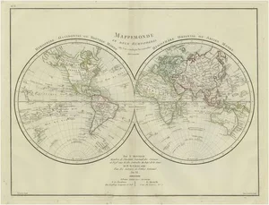 World Map in Two Hemispheres, 1802