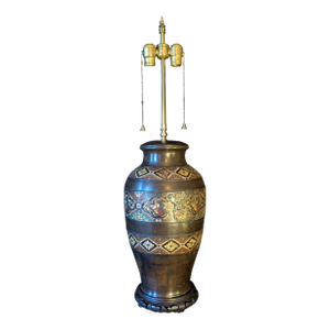 Early 20th Century Champlevé Bronze Urn Lamp