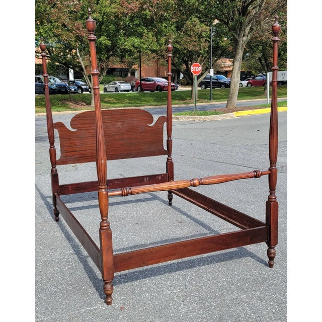 1930s Vintage Mahogany Full Size Poster Bedstead For Sale - Image 9 of 9