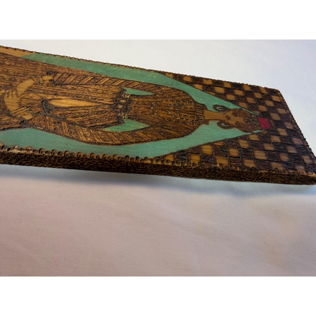 Mid-Century Turkish Pyrography Panel of an Ottoman Lady, İstanbul Olgunlaşma Enstitüsü For Sale - Image 14 of 16