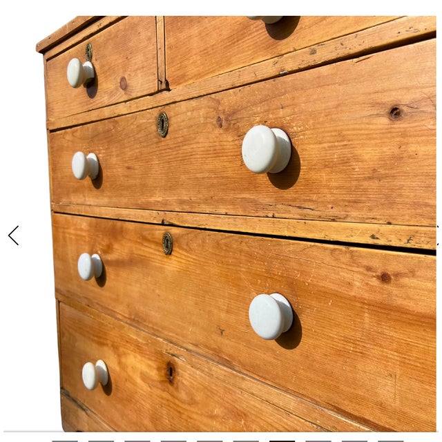 Brown American Primitive Pine Chest of Drawers With Porcelain Knobs, 19th Century For Sale - Image 8 of 10
