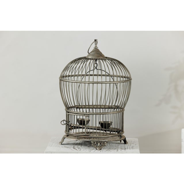 Antique Indian Brass Bird Cage with Montgolfière Form and Pierced Feet For Sale - Image 12 of 18