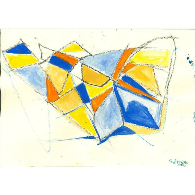 Blue Shapes is an original artwork realized by Giorgio Lo Fermo (b. 1947) in 2020. Mixed media in tempera and watercolor...