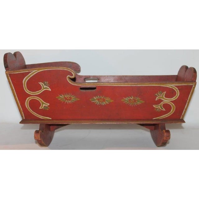 19thc Original Paint Decorated Pennsylvania Doll Cradle For Sale - Image 4 of 8