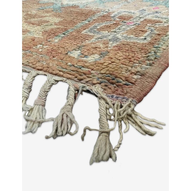 Vintage Moroccan Rug | Handwoven Berber Wool Rug with Sand Field and Multicolor Grid Motifs This richly detailed vintage...