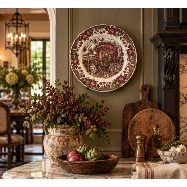 Johnson Brothers “His Majesty” Turkey Transferware Thanksgiving Dinner Plate For Sale In Houston - Image 6 of 8