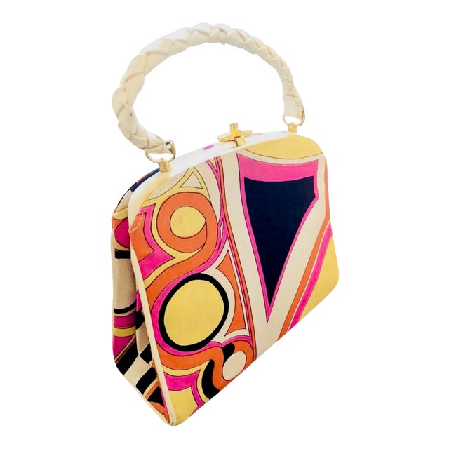 1960s Vintage Emilio Pucci Silk and Leather Purse For Sale