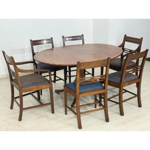 Blue English Dining Chairs in Mahogany, Set of 4 For Sale - Image 8 of 9