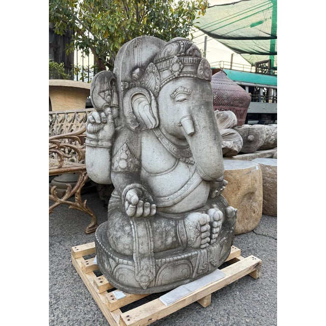 Gray Antique Carved Stone Ganesha Statue For Sale - Image 8 of 9