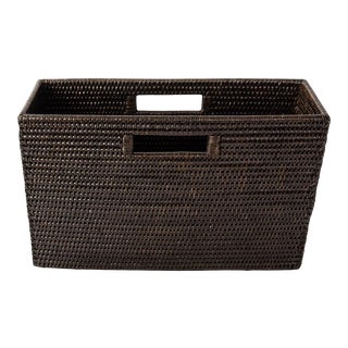 Artifacts Rattan Rectangular Magazine Holder in Tudor Black - 16" For Sale