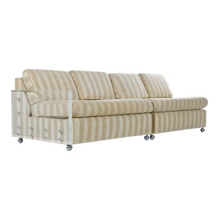 Mid-Century 2-Piece Cubist Modern Lucite Acrylic Loveseat Sofa Sleeper Couch For Sale