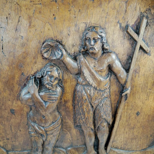 French Baroque Artist, The Baptism of Christ, 1650, Walnut For Sale - Image 12 of 14