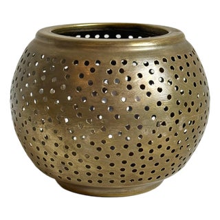 Vintage Moroccan Nickel Dot Hole Candle Holder For Sale
