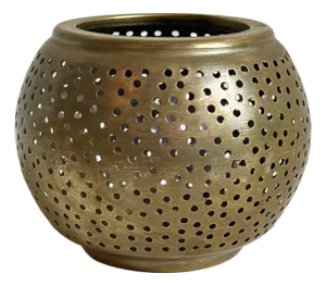 Vintage Moroccan Nickel Dot Hole Candle Holder