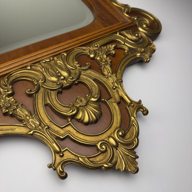 Large Vintage Wooden Wall Mirror, Italy, 1950s For Sale - Image 10 of 18