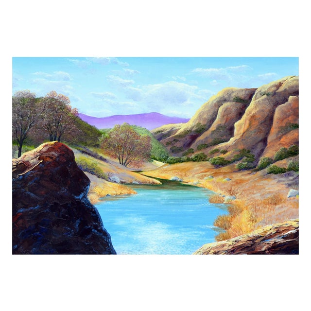 1980s 1980s Mount Hamilton Realist Landscape by Luke Stamos For Sale - Image 5 of 9